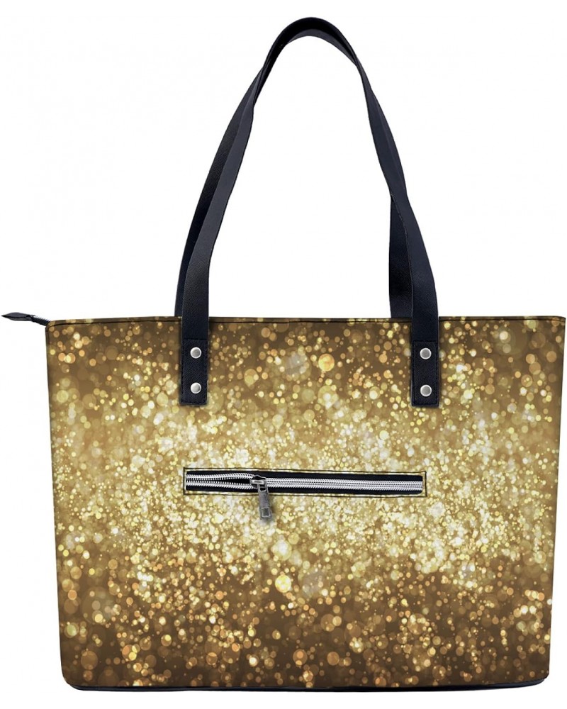 NIxux The Stars Are Shining In Gold Tote Bag Lightweight Handbag for Shopping Gym Hiking Travel Yoga Shoulder Bag with Outsid...