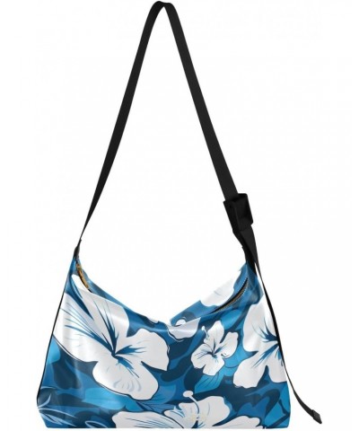 Flower Floral Blue Crossbody Bag for Women Men with Adjustable Strap PU Leather Shoulder Hobo Purse Bag 20848636 $13.20 Shoul...