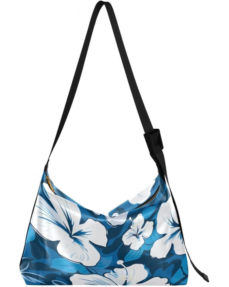 Flower Floral Blue Crossbody Bag for Women Men with Adjustable Strap PU Leather Shoulder Hobo Purse Bag 20848636 $13.20 Shoul...