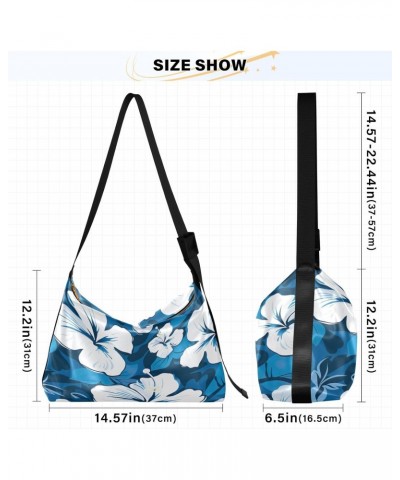 Flower Floral Blue Crossbody Bag for Women Men with Adjustable Strap PU Leather Shoulder Hobo Purse Bag 20848636 $13.20 Shoul...