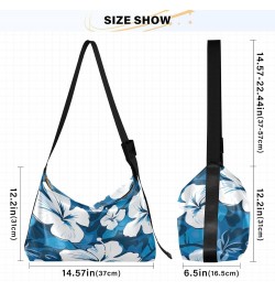 Flower Floral Blue Crossbody Bag for Women Men with Adjustable Strap PU Leather Shoulder Hobo Purse Bag 20848636 $13.20 Shoul...