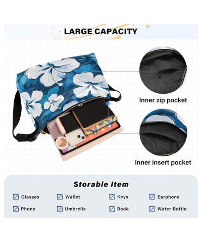 Flower Floral Blue Crossbody Bag for Women Men with Adjustable Strap PU Leather Shoulder Hobo Purse Bag 20848636 $13.20 Shoul...