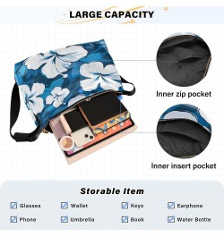 Flower Floral Blue Crossbody Bag for Women Men with Adjustable Strap PU Leather Shoulder Hobo Purse Bag 20848636 $13.20 Shoul...