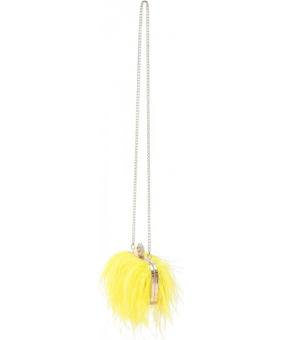 Women Real Natural Ostrich Feather Evening Bags Purses Clutch Vintage Banquet Handbag Yellow $27.53 Evening Bags