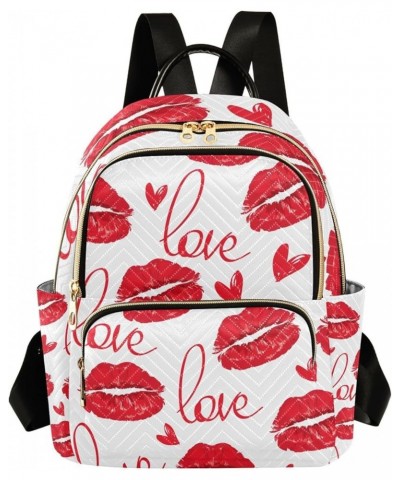 Small Backpack for Women Travel Bag Valentines Lips and Love Letter Daypack Purse Fashion Shoulder Bag Rucksack Small B465 $1...