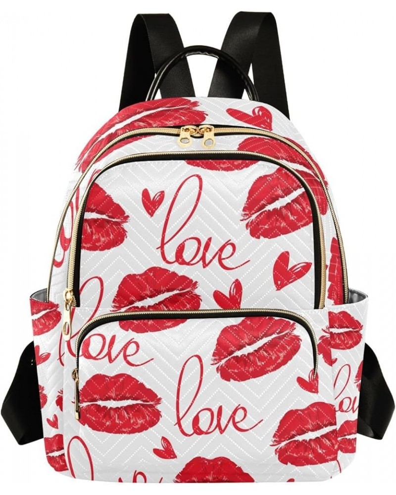 Small Backpack for Women Travel Bag Valentines Lips and Love Letter Daypack Purse Fashion Shoulder Bag Rucksack Small B465 $1...