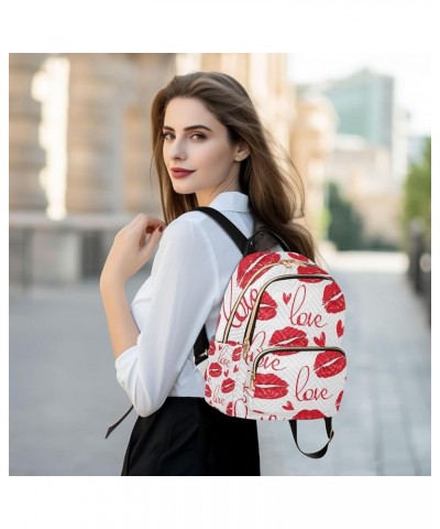 Small Backpack for Women Travel Bag Valentines Lips and Love Letter Daypack Purse Fashion Shoulder Bag Rucksack Small B465 $1...