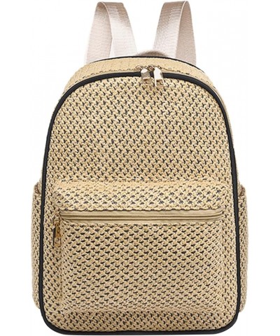 Womens Straw Backpack Flap Drawstring Beach Daypack Summer Holiday Hobo Bag 6969khaki $17.48 Backpacks