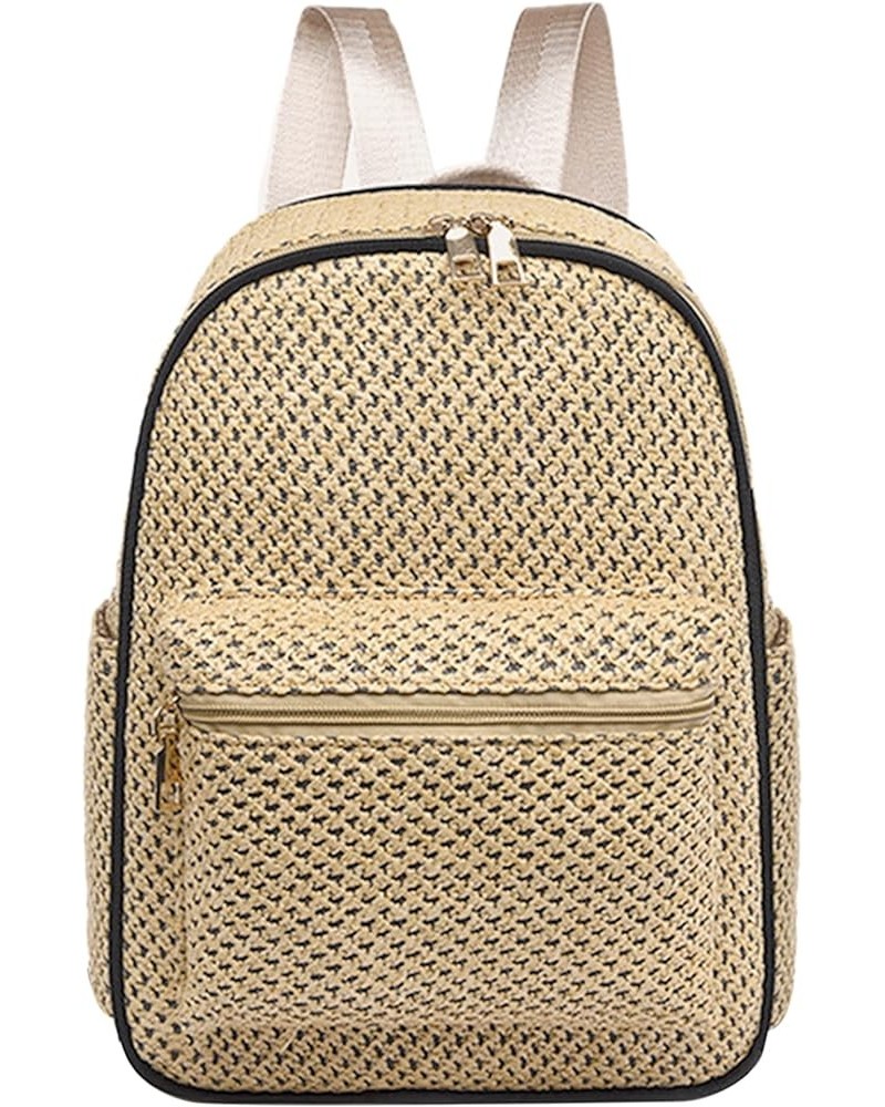 Womens Straw Backpack Flap Drawstring Beach Daypack Summer Holiday Hobo Bag 6969khaki $17.48 Backpacks