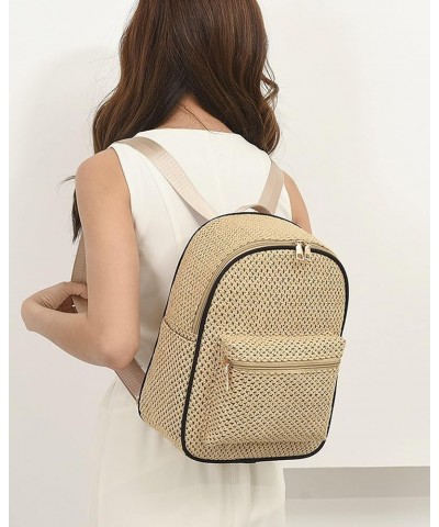 Womens Straw Backpack Flap Drawstring Beach Daypack Summer Holiday Hobo Bag 6969khaki $17.48 Backpacks