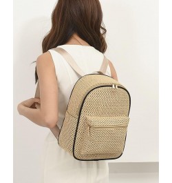 Womens Straw Backpack Flap Drawstring Beach Daypack Summer Holiday Hobo Bag 6969khaki $17.48 Backpacks