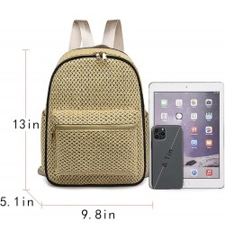 Womens Straw Backpack Flap Drawstring Beach Daypack Summer Holiday Hobo Bag 6969khaki $17.48 Backpacks