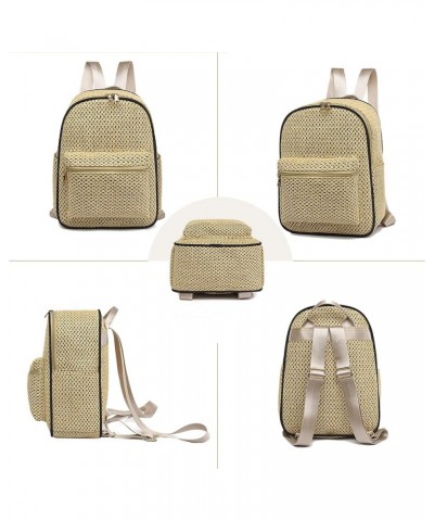 Womens Straw Backpack Flap Drawstring Beach Daypack Summer Holiday Hobo Bag 6969khaki $17.48 Backpacks