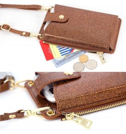 Womens Cellphone Crossbody Bag Small Light Leather Shoulder Purse Handbag Card Wallet Lanyard Case Girls Satchel Pouch Glitte...