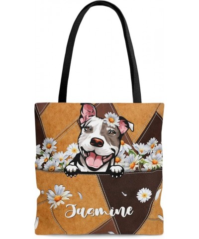 Personalized Dog Mom Tote Bag - Custom Women Bag Shoulder, Dog Mom Gifts, Gift for Dog Lover, Women Bag Shoulder Pit Bull Bro...