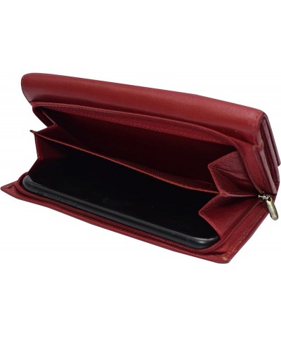 Womens RFID Genuine Leather Wallet Clutch Zip Around Checkbook Organizer for Ladies (Tan) Red $15.89 Wallets