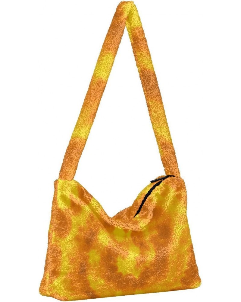 Women Boho Handbag Tie Dye Golden Space Underarm Bag Tote Bag Shoulder Bag Crossbody Bag Fluffy Cell Phone Purse Lady Travel ...