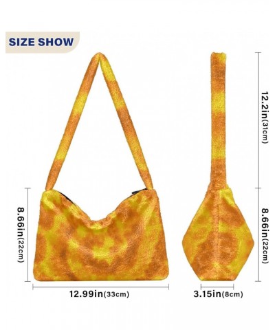 Women Boho Handbag Tie Dye Golden Space Underarm Bag Tote Bag Shoulder Bag Crossbody Bag Fluffy Cell Phone Purse Lady Travel ...