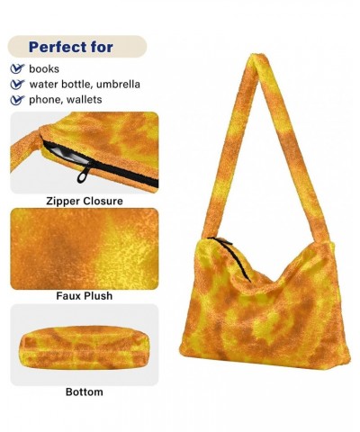 Women Boho Handbag Tie Dye Golden Space Underarm Bag Tote Bag Shoulder Bag Crossbody Bag Fluffy Cell Phone Purse Lady Travel ...