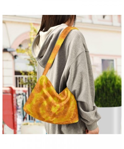 Women Boho Handbag Tie Dye Golden Space Underarm Bag Tote Bag Shoulder Bag Crossbody Bag Fluffy Cell Phone Purse Lady Travel ...