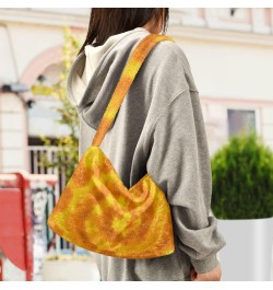 Women Boho Handbag Tie Dye Golden Space Underarm Bag Tote Bag Shoulder Bag Crossbody Bag Fluffy Cell Phone Purse Lady Travel ...