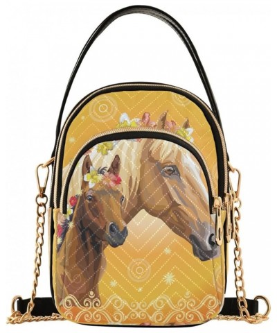 Crossbody Bags for Women Colorful Quilted Chain Crossbody Purses Trendy Horses Cross Body Phone Purse Handbag Horse 1 $10.66 ...