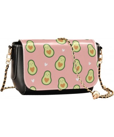 Valentines Crossbody Handbag Happy Avocado Heart PU Leather Shoulder Bag Sturdy Travel Pouch Compact Chic Bag for Women Every...