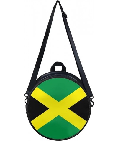 Womens Girls Top-Handle Handbag Casual Round Purse Zipper PU Leather Satchel with Adjustablle Straps Jamaica Flag $12.04 Satc...