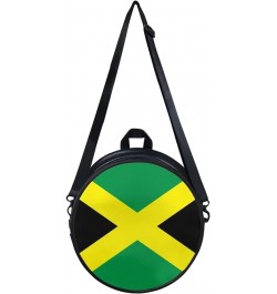 Womens Girls Top-Handle Handbag Casual Round Purse Zipper PU Leather Satchel with Adjustablle Straps Jamaica Flag $12.04 Satc...