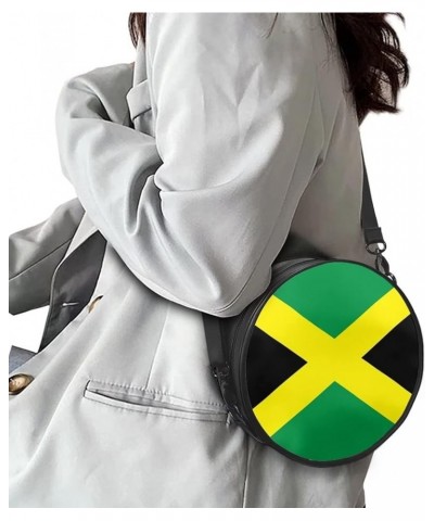 Womens Girls Top-Handle Handbag Casual Round Purse Zipper PU Leather Satchel with Adjustablle Straps Jamaica Flag $12.04 Satc...