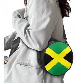 Womens Girls Top-Handle Handbag Casual Round Purse Zipper PU Leather Satchel with Adjustablle Straps Jamaica Flag $12.04 Satc...