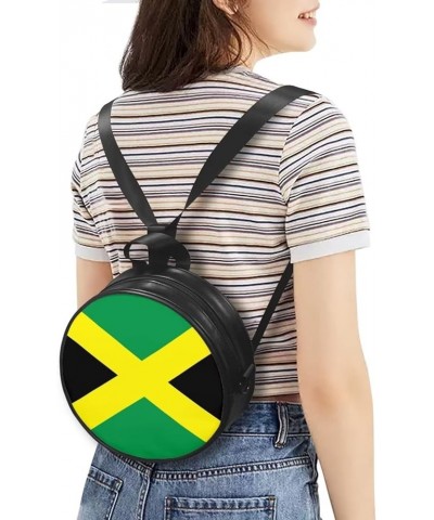 Womens Girls Top-Handle Handbag Casual Round Purse Zipper PU Leather Satchel with Adjustablle Straps Jamaica Flag $12.04 Satc...