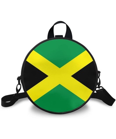 Womens Girls Top-Handle Handbag Casual Round Purse Zipper PU Leather Satchel with Adjustablle Straps Jamaica Flag $12.04 Satc...