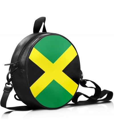 Womens Girls Top-Handle Handbag Casual Round Purse Zipper PU Leather Satchel with Adjustablle Straps Jamaica Flag $12.04 Satc...