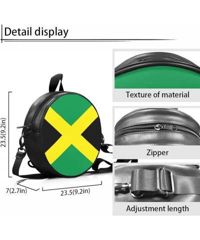 Womens Girls Top-Handle Handbag Casual Round Purse Zipper PU Leather Satchel with Adjustablle Straps Jamaica Flag $12.04 Satc...