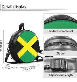 Womens Girls Top-Handle Handbag Casual Round Purse Zipper PU Leather Satchel with Adjustablle Straps Jamaica Flag $12.04 Satc...