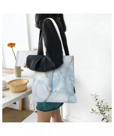 Different Breed Of Cats Single Shoulder Fashion Canvas Tote Shopping Bags Handbags For Men And Women Golden Ink Ripple Marble...