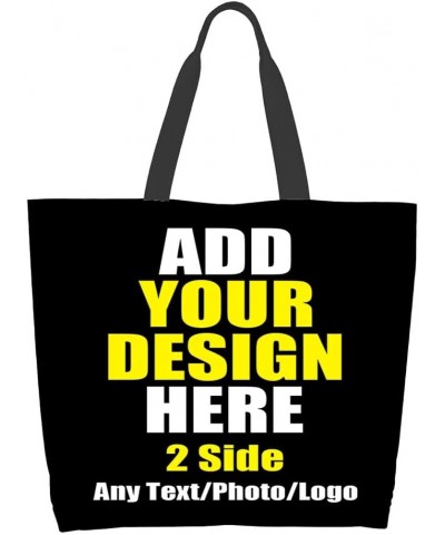 Custom Tote Bag Shoulder Bag Handbag Shopping Bag Add Text Photo Logo Top Handle Satchel Handbag Reusable Black $3.61 Satchels