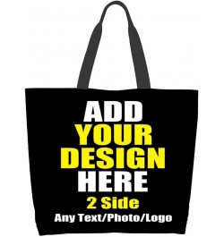 Custom Tote Bag Shoulder Bag Handbag Shopping Bag Add Text Photo Logo Top Handle Satchel Handbag Reusable Black $3.61 Satchels