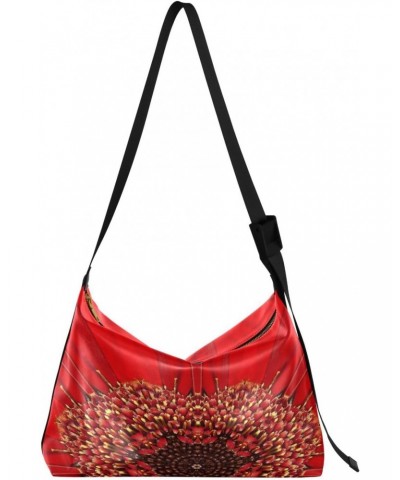 Hobo Handbag Crossbody Red Concentric Flower Trendy PU Leather Shoulder Bags Purses Large Casual Sling Tote Bag Messenger Bag...