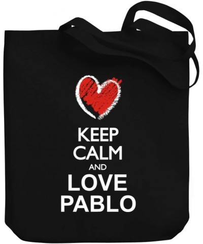 Keep calm and love Pablo chalk style Canvas Tote Bag 10.5" x 16" x 4 $23.59 Totes