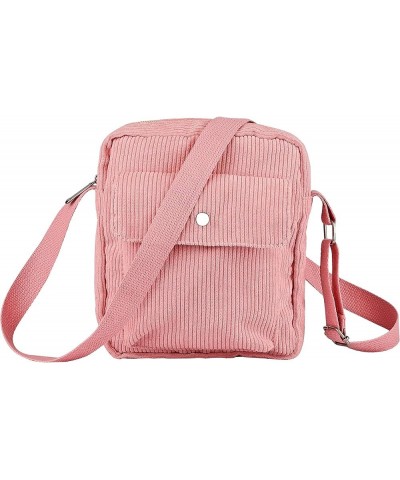 Corduroy Crossbody Bag Corduroy Tote Bag Casual Shoulder Handbags Purse Crossbody with Zipper Pocket for Women Girls Pink $10...