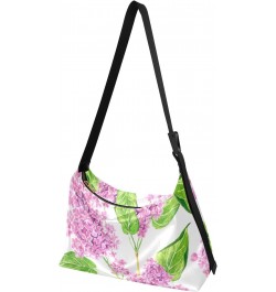 Pink Lilacs Flowers Branches Crossbody Bags for Women PU Leather Large Shoulder Bag Hobo Purse $13.53 Hobo Bags