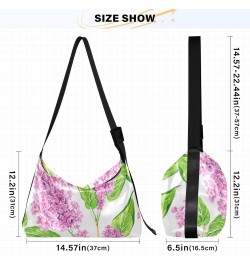 Pink Lilacs Flowers Branches Crossbody Bags for Women PU Leather Large Shoulder Bag Hobo Purse $13.53 Hobo Bags