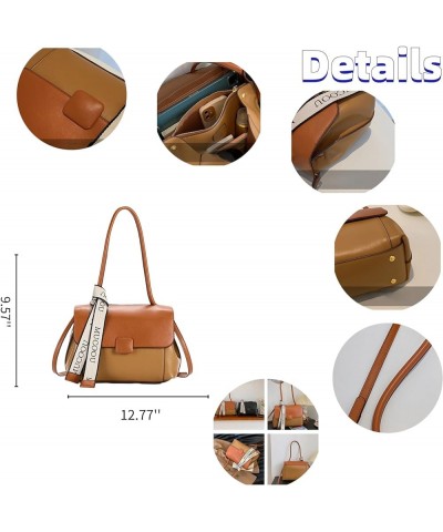 Purse and Handbags for Women,Trendy Large Crossbody Bag Cute Designer PU Shoulder Satchel Tote Bag Brown $24.35 Totes