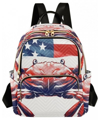 American Flag Crab Fashion Backpack Purse Ladies Fashion Rucksack Travel Shoulder Bag Casual Daily Backpack Work Bag Small $2...