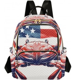 American Flag Crab Fashion Backpack Purse Ladies Fashion Rucksack Travel Shoulder Bag Casual Daily Backpack Work Bag Small $2...