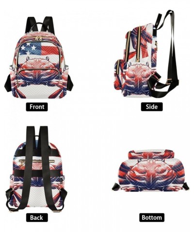 American Flag Crab Fashion Backpack Purse Ladies Fashion Rucksack Travel Shoulder Bag Casual Daily Backpack Work Bag Small $2...