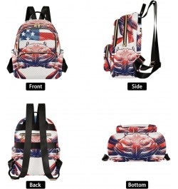 American Flag Crab Fashion Backpack Purse Ladies Fashion Rucksack Travel Shoulder Bag Casual Daily Backpack Work Bag Small $2...