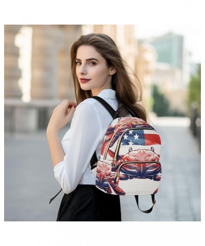 American Flag Crab Fashion Backpack Purse Ladies Fashion Rucksack Travel Shoulder Bag Casual Daily Backpack Work Bag Small $2...